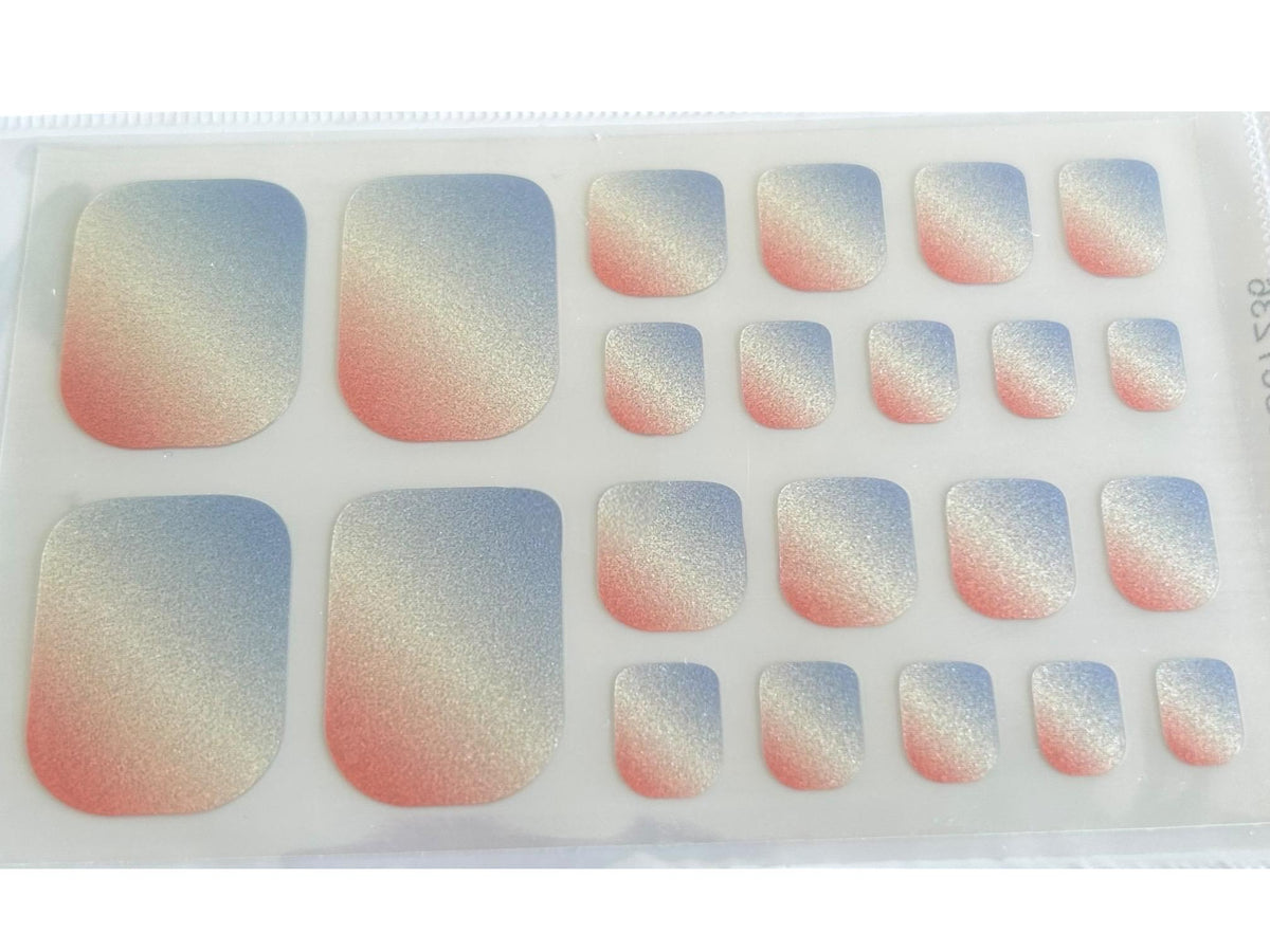 Patriotic Shimmer Toe Nail Polish Strips: Non-Toxic Nail Wraps