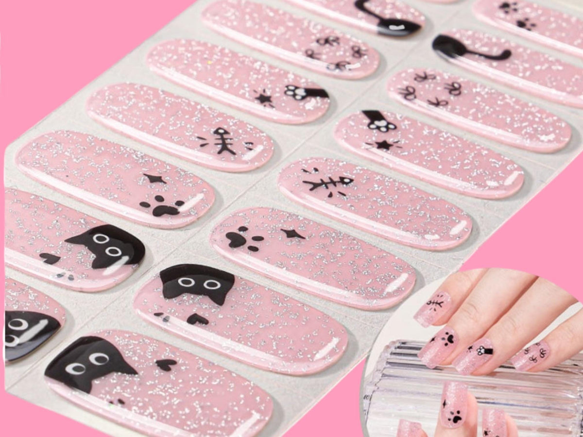 Feline Fancy Glitter Gel Nail Polish Strips: No UV Light Needed- Non-Toxic