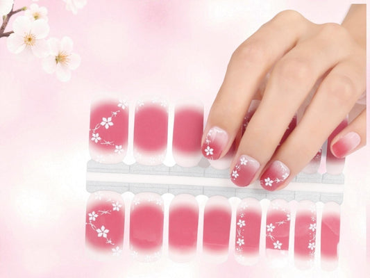 Blossom Whisper Ombre Nail Wraps, 100% Nail Polish Stickers, Non-Toxic Nail Strips