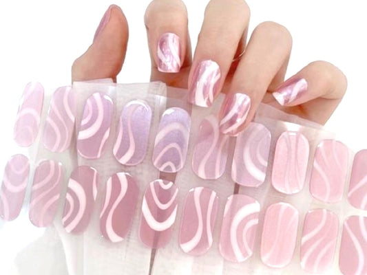 Pink Waves Gel Nail Polish Strips: No UV Light Needed