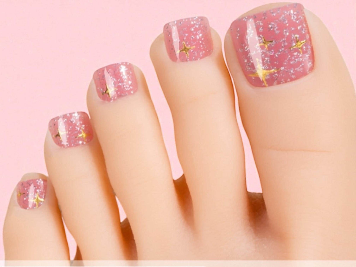 Pink Sugar Sparkle Toe Nail Polish Strips: Non-Toxic Nail Art