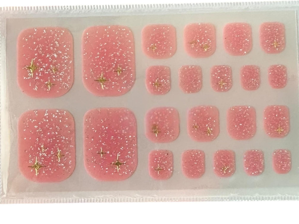 Pink Sugar Sparkle Toe Nail Polish Strips: Non-Toxic Nail Art
