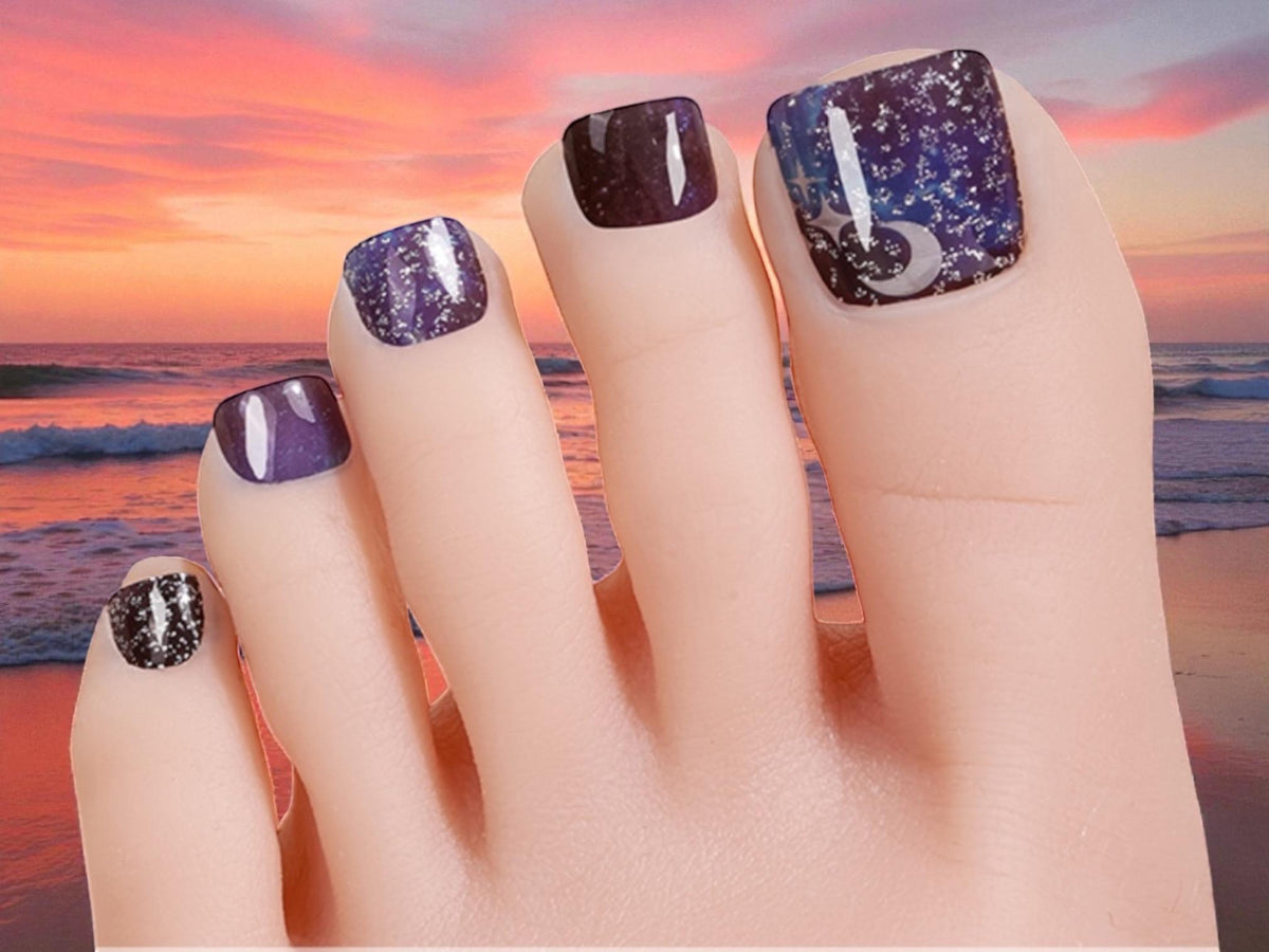 Moonlit Sky Toe Nail Polish Strips: Non-Toxic Nail Art