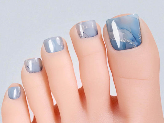 Artic Marble Toe Nail Polish Strips: Non-Toxic Nail Art