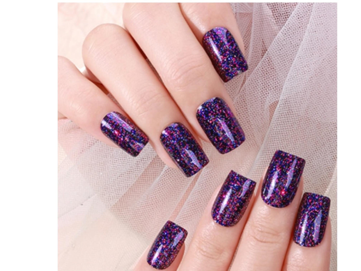 Cosmic Glitter Gel Nail Polish Strips: No UV Light Needed-  Non-Toxic
