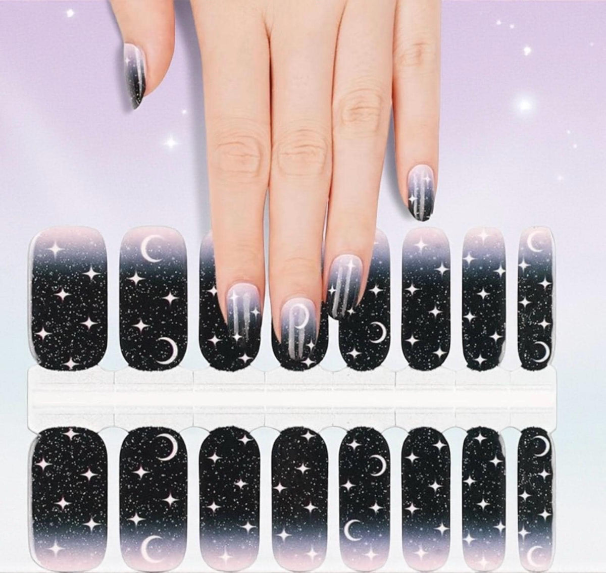 Starlit Ombre Nail Polish Wraps: Shimmer Nail Art Stickers