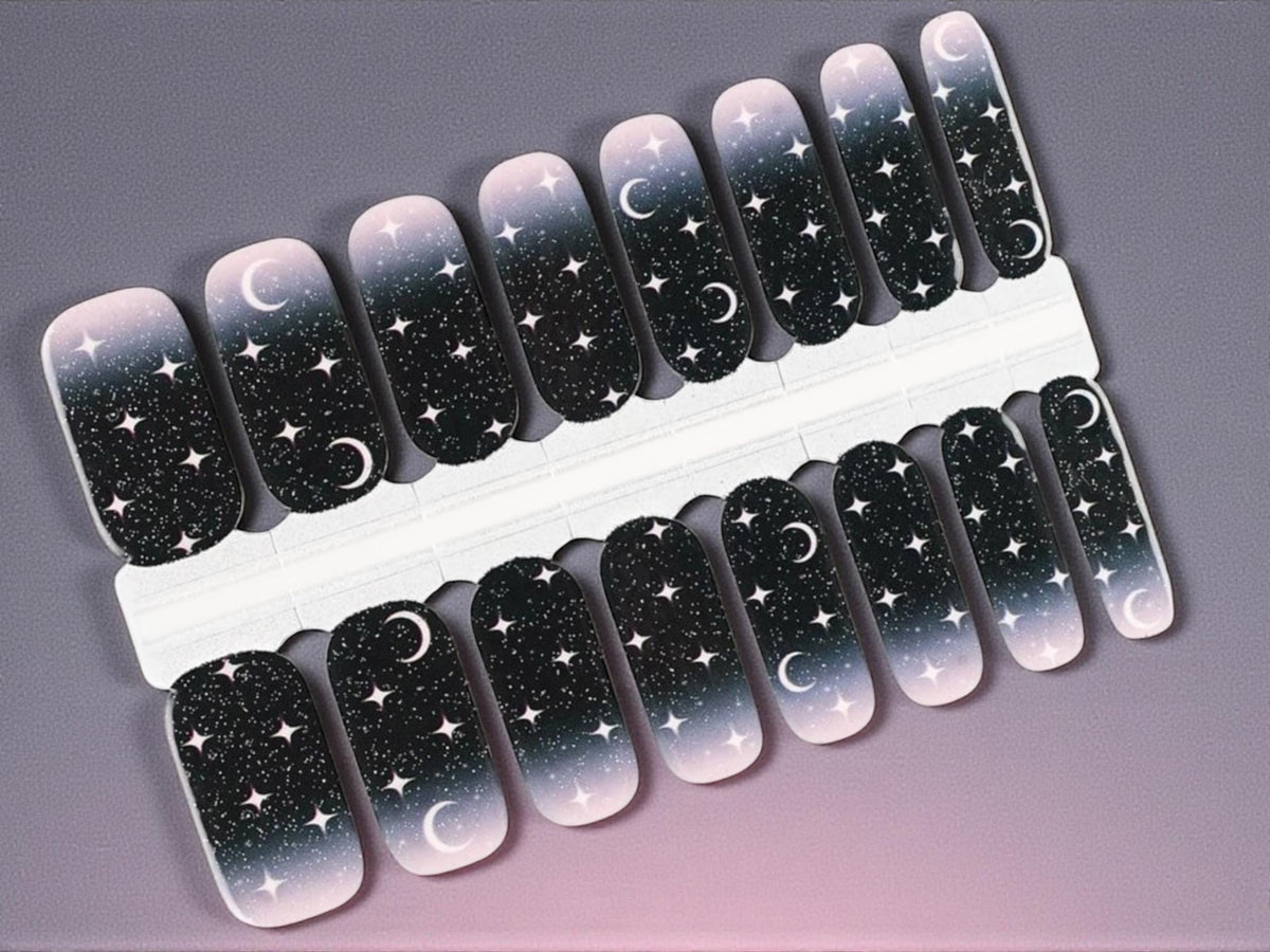 Starlit Ombre Nail Polish Wraps: Shimmer Nail Art Stickers