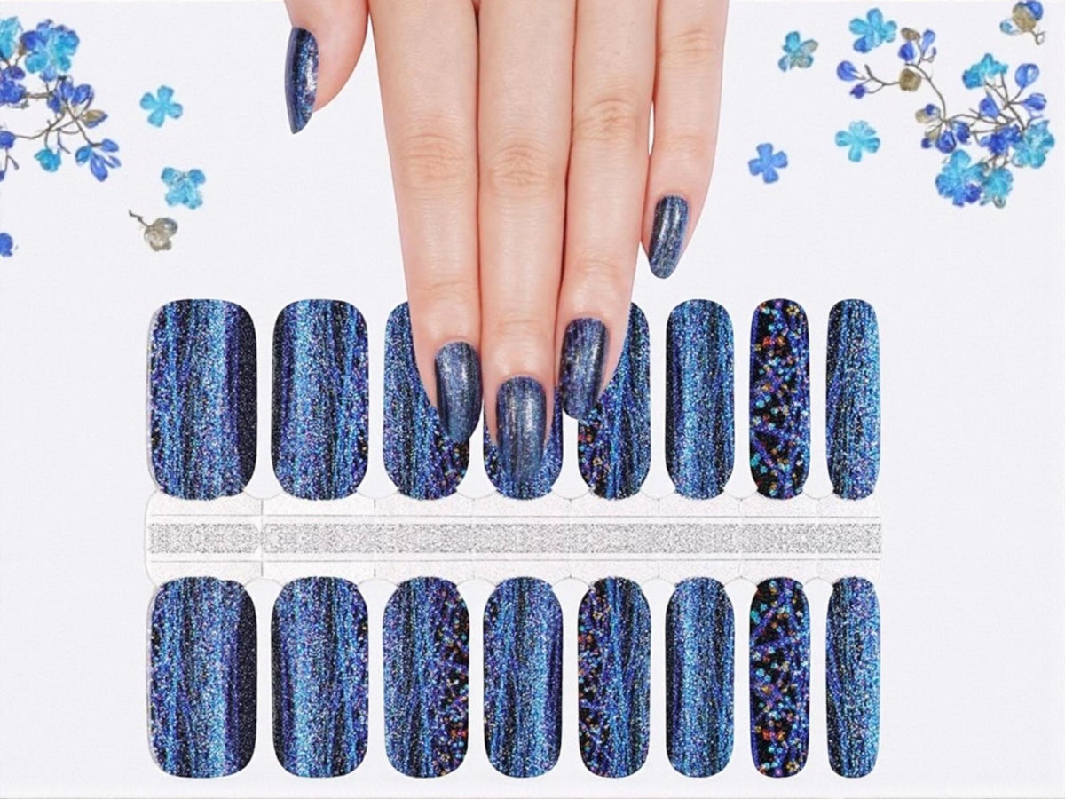 Midnight Mirage Nail Polish Strips: Shimmering Non-Toxic Nail Wraps