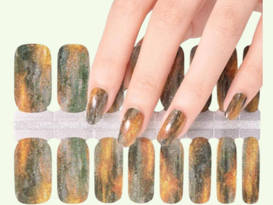 Shades of Earth Shimmer Nail Polish Stickers: Non-Toxic Nail Wraps