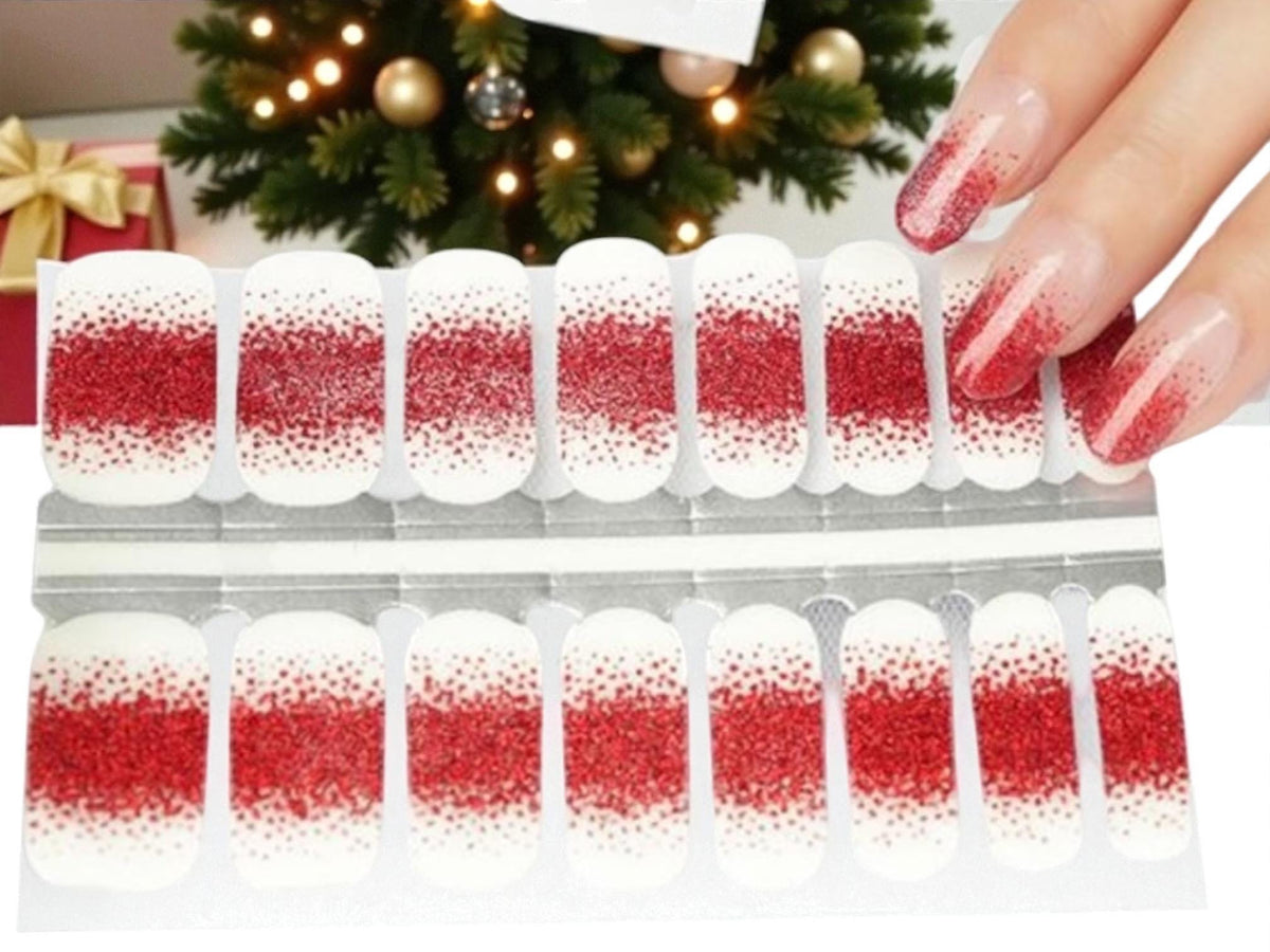 Red Glitter Fade Nail Polish Wraps: 100% Nail Stickers