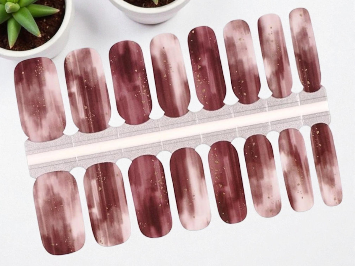 Mocha Marble Nail Polish Wraps: Non-Toxic Easy Nail Art Stickers