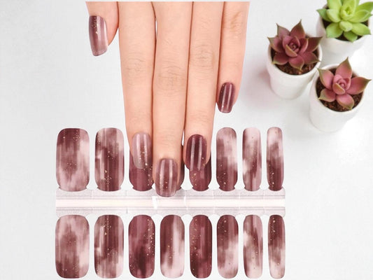 Mocha Marble Nail Polish Wraps: Non-Toxic Easy Nail Art Stickers