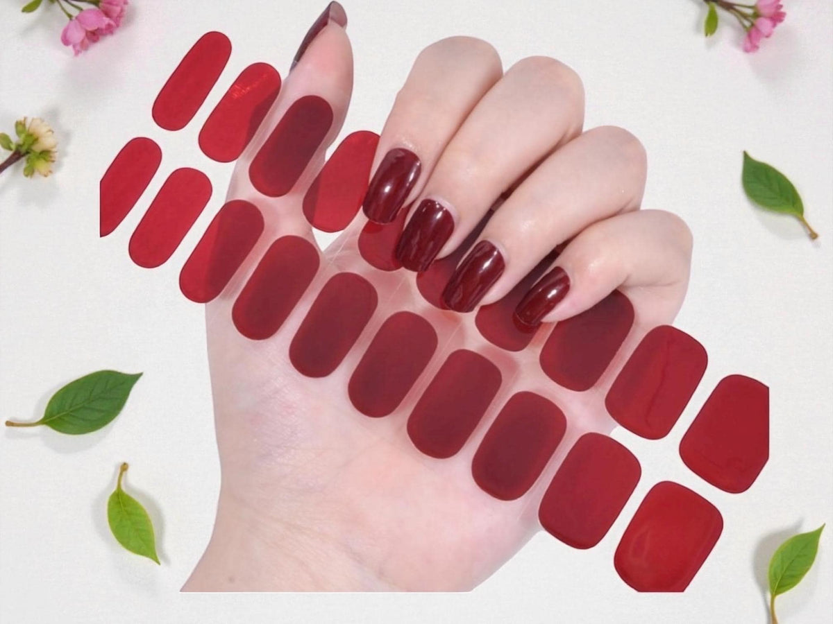 Crimson Elegance Nail Wraps No UV Gel