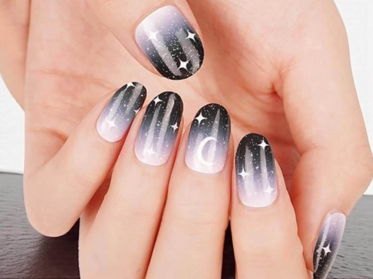Starlit Ombre Nail Polish Wraps: Shimmer Nail Art Stickers