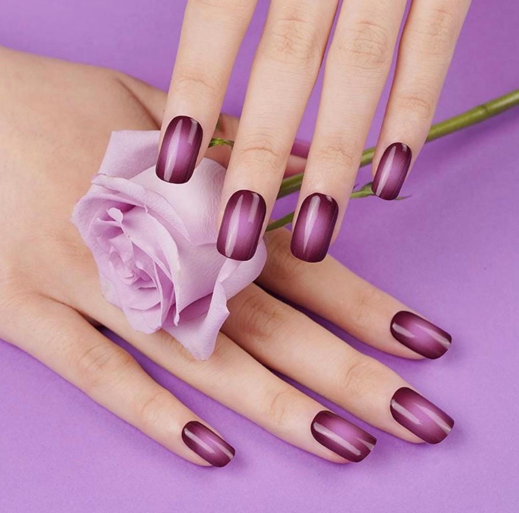 Plum Velvet Semi Cured Gel Nail Polish Strips: UV Light Required - sold separately