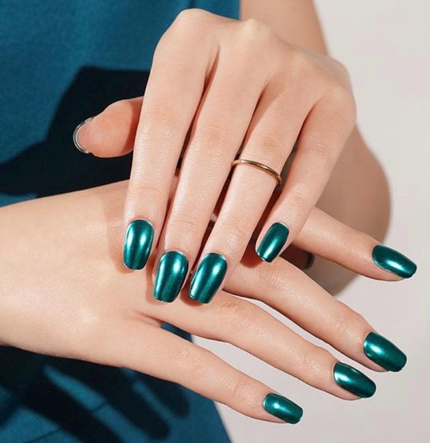 Teal Chrome Semi Cured Gel Nail Wraps UV Light Required