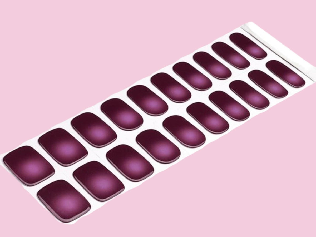 Plum Velvet Semi Cured Gel Nail Polish Strips: UV Light Required - sold separately