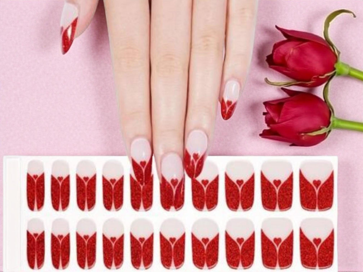 Ruby Romance Semi Cured Gel Nail Polish Strips: UV Light Required -Sold Separately