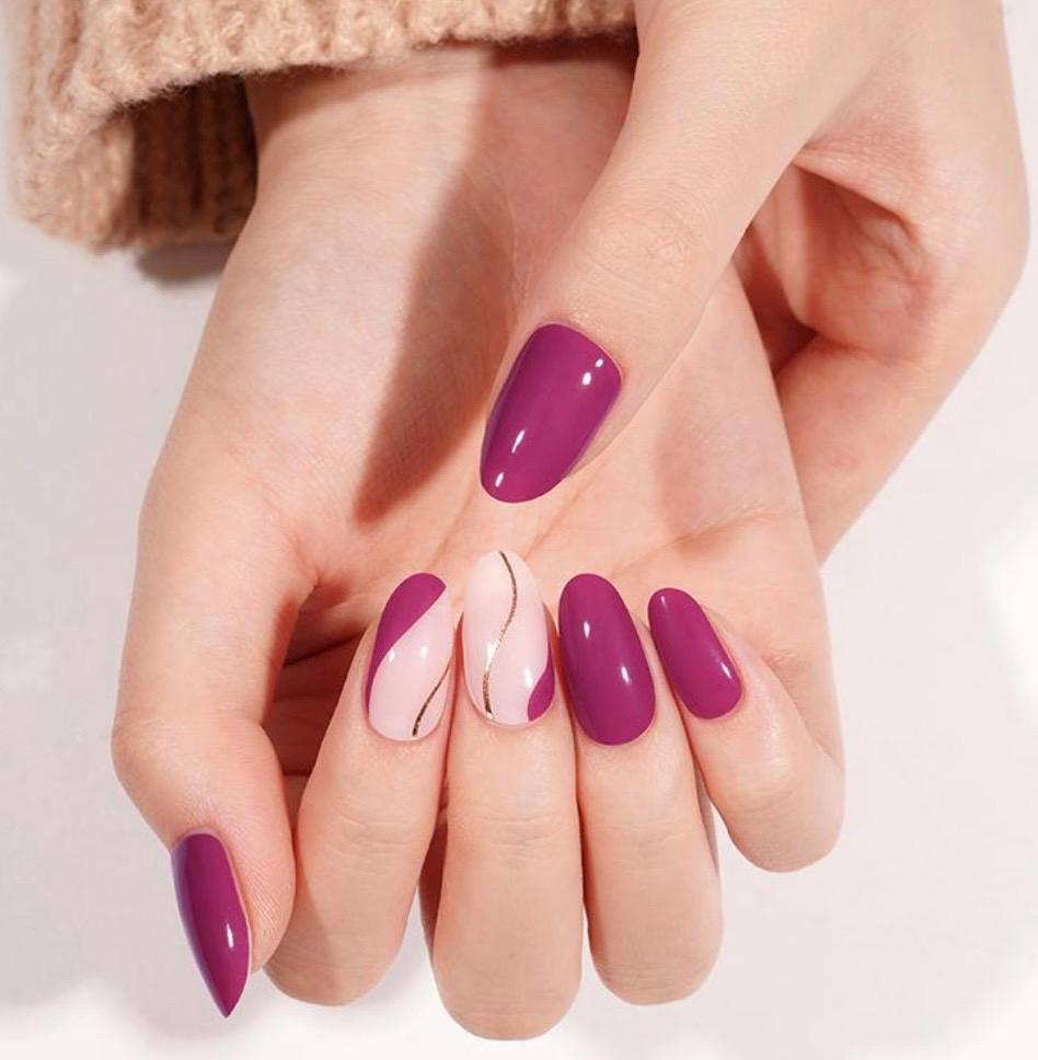 Mulberry Swirl Semi Cured Gel Nail Polish Strips: UV Light Required - Sold Separately