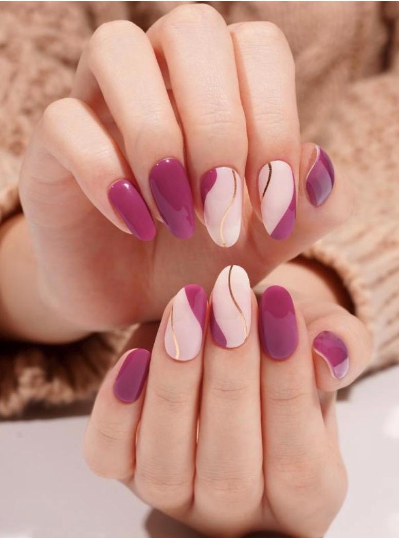 Mulberry Swirl Semi Cured Gel Nail Polish Strips: UV Light Required - Sold Separately