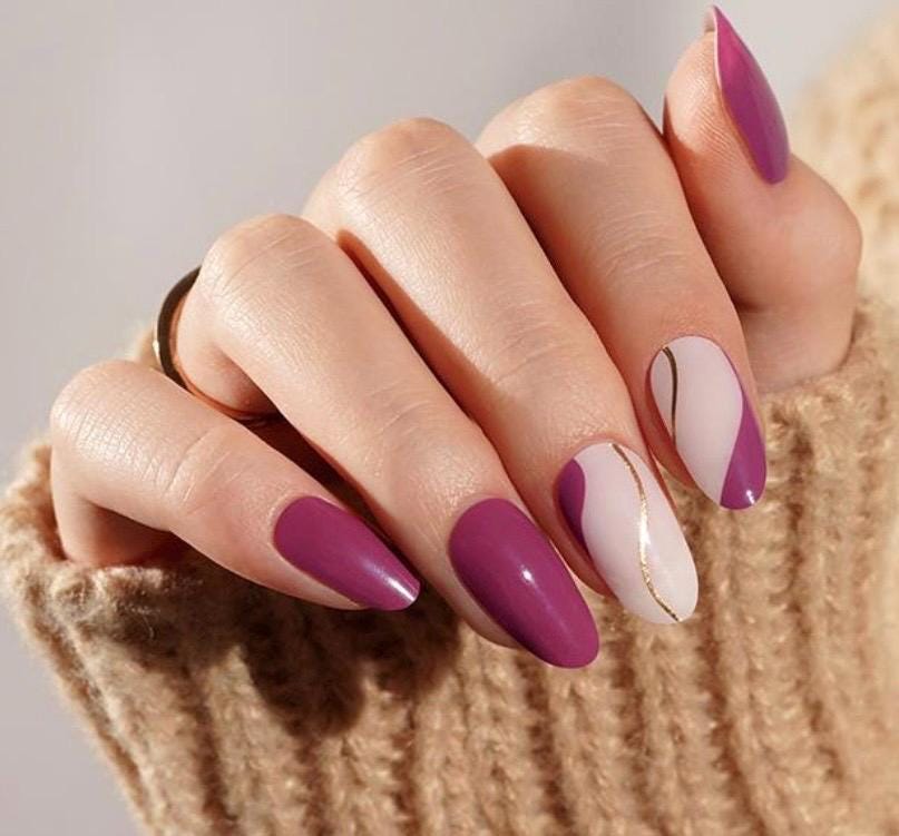 Mulberry Swirl Semi Cured Gel Nail Polish Strips: UV Light Required - Sold Separately