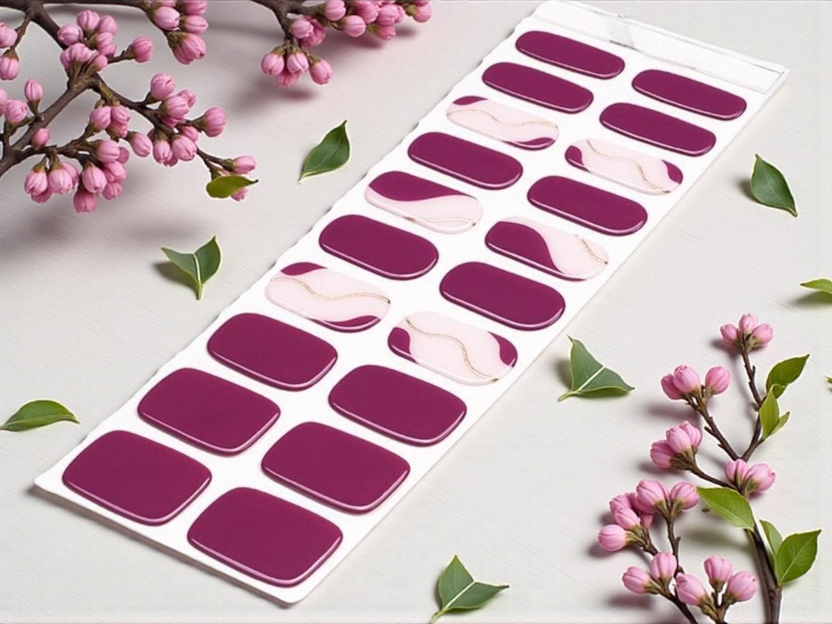Mulberry Swirl Semi Cured Gel Nail Polish Strips: UV Light Required - Sold Separately