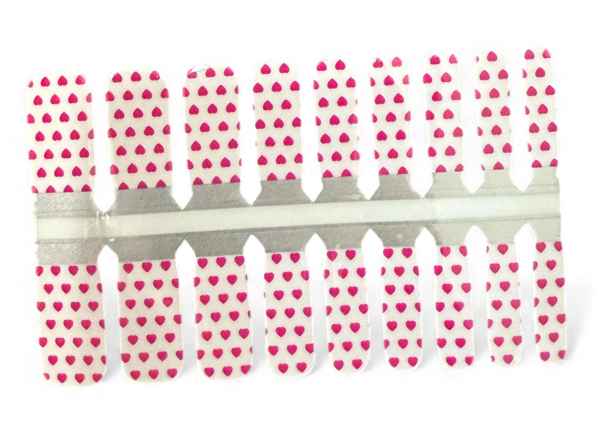 KIDS Nail Wraps-Pink Heart Parade Transparent