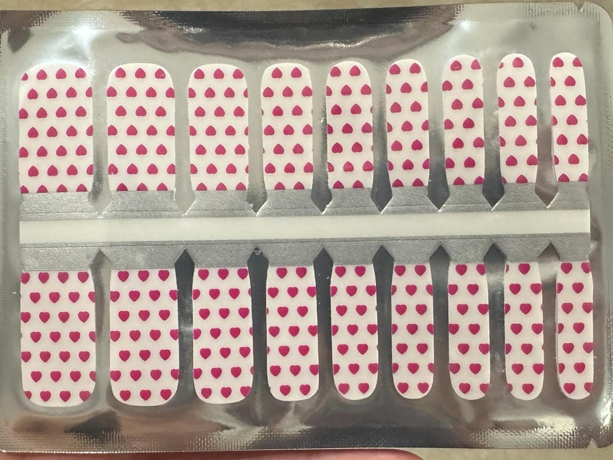 KIDS Nail Wraps-Pink Heart Parade Transparent