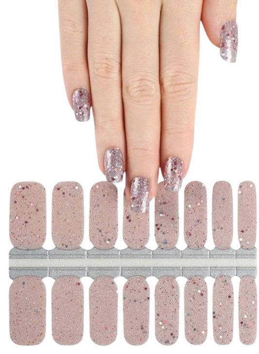 Rose Gold Glitter Bomb Nail Polish Wraps: Easy DIY Nail Stickers