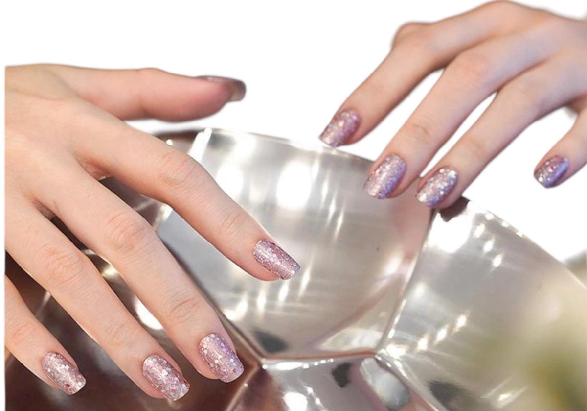 Champagne Glitter Bomb Nail Polish Wraps: Nail Stickers