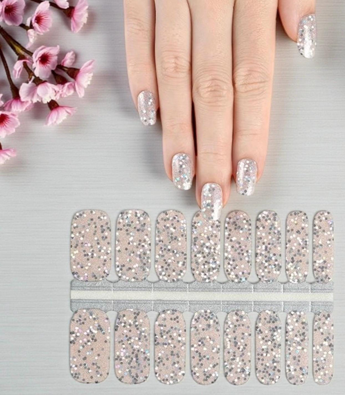 Champagne Glitter Bomb Nail Polish Wraps: Nail Stickers