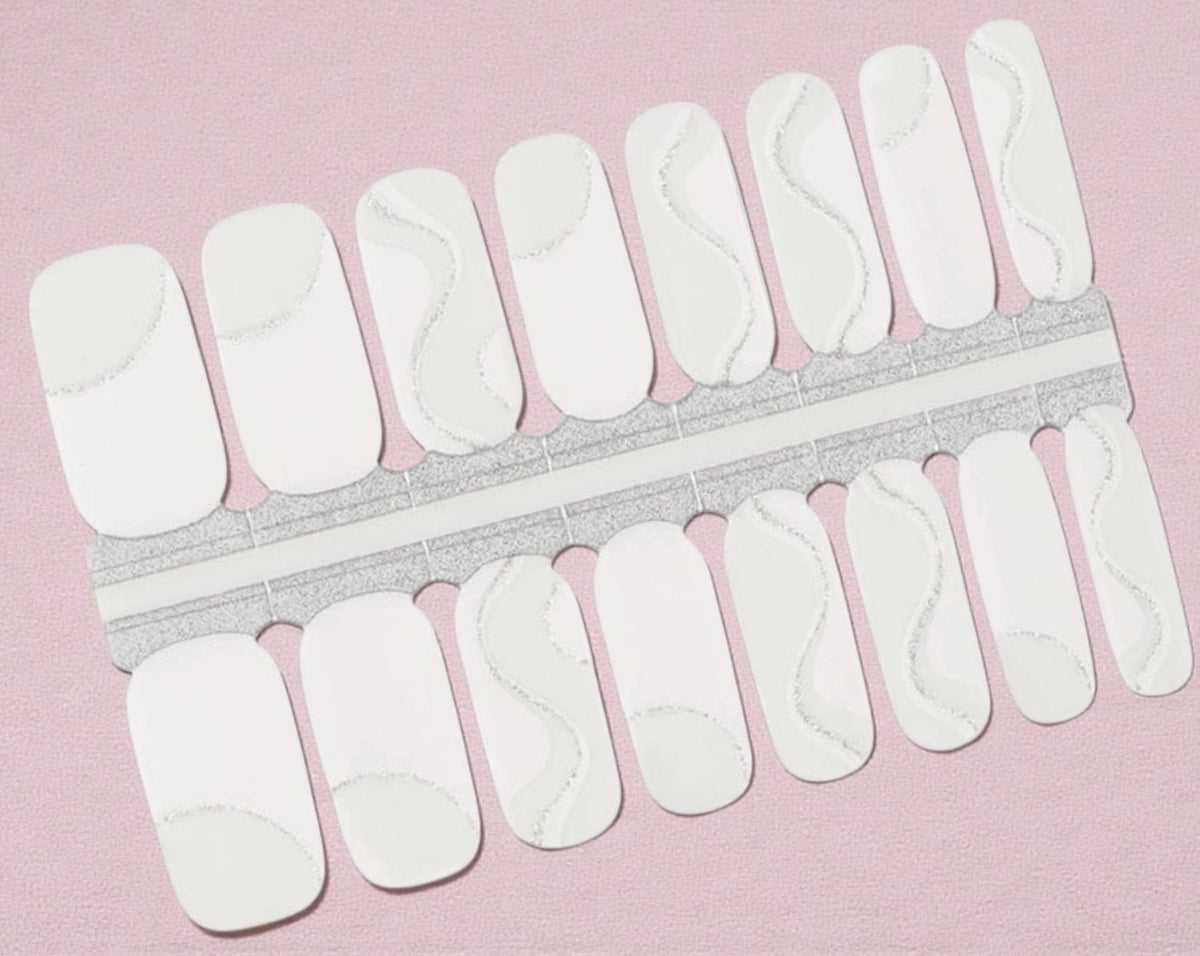 White Swirl Nail Polish Stickers: Transparent Nail Wraps, Non-Toxic