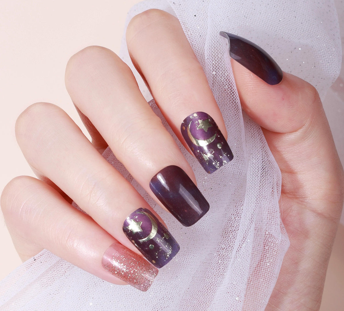 Celestial Dream Sparkle Nail Polish Strips: Non-Toxic Nail Art