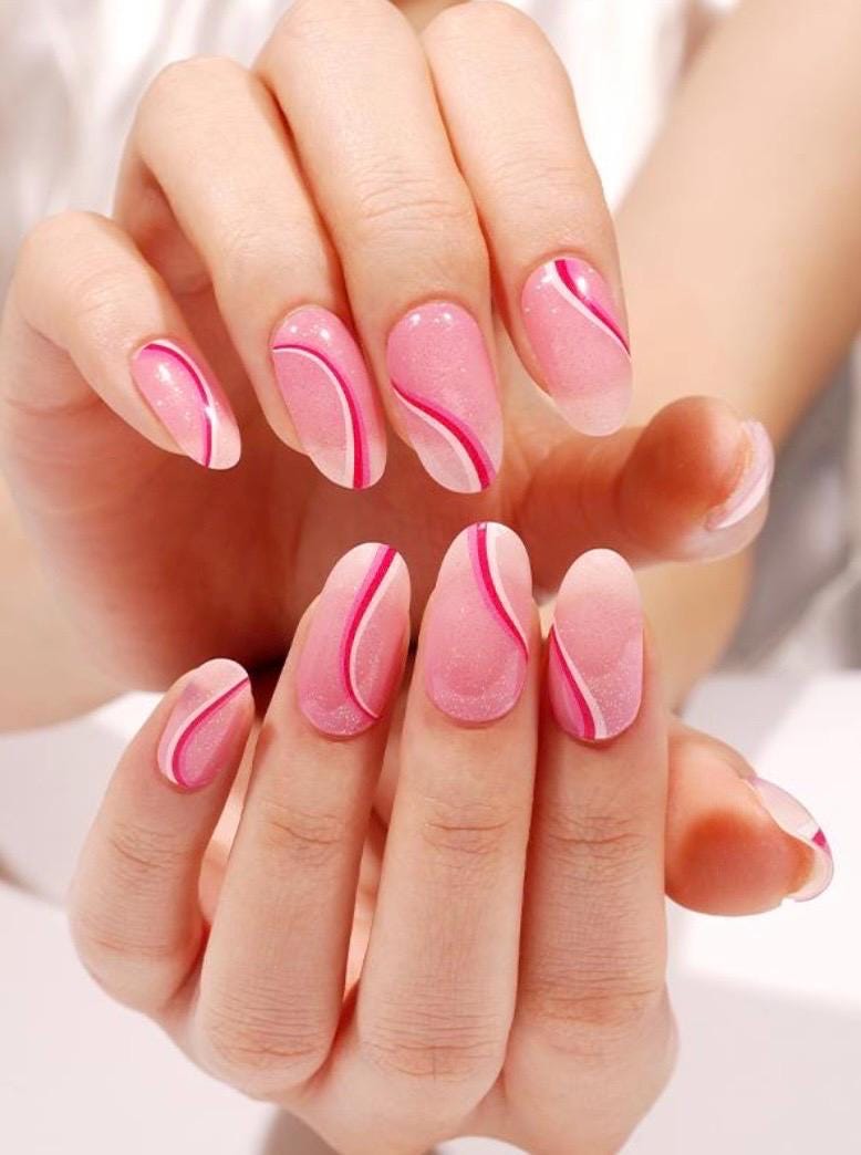 Blush Ribbon -  Semi Cured Gel Nail Polish Strips: UV Light Required - Sold Separately.  Non-Toxic