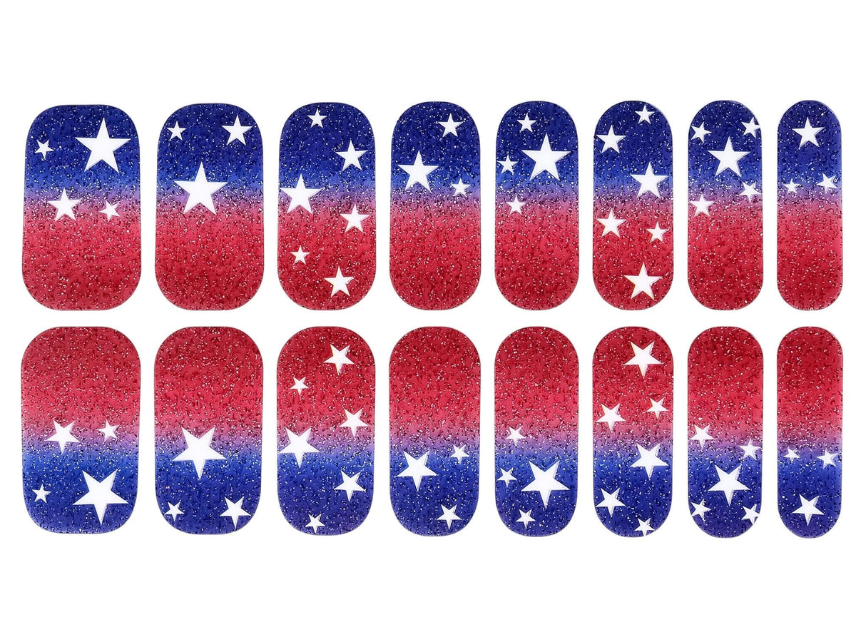Star-Spangled Sparkle Nail Polish Stickers: Non-Toxic Nail Wraps