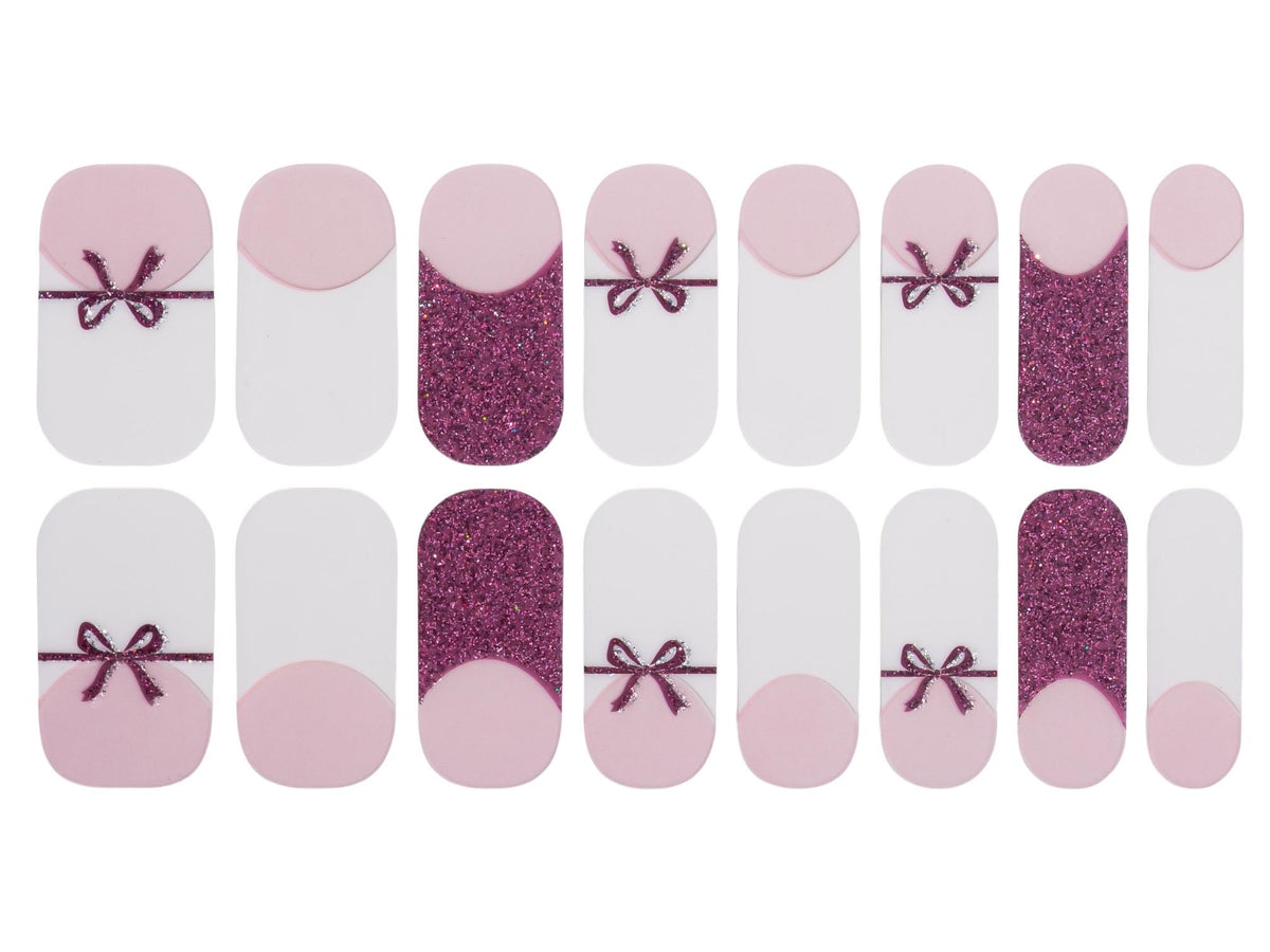 Sparkle and Bows French Manicure - Nail Polish Strips: Non-Toxic Nail Art