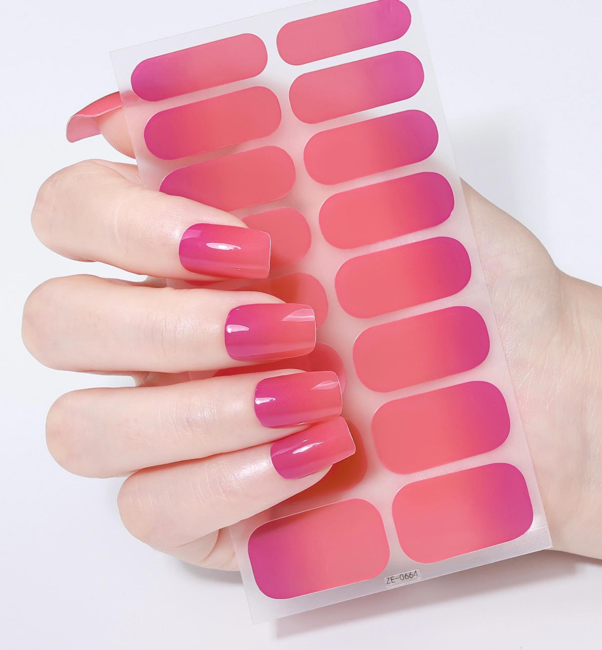Pink Sunset Fade Nail Polish Strips: Non-Toxic Nail Art