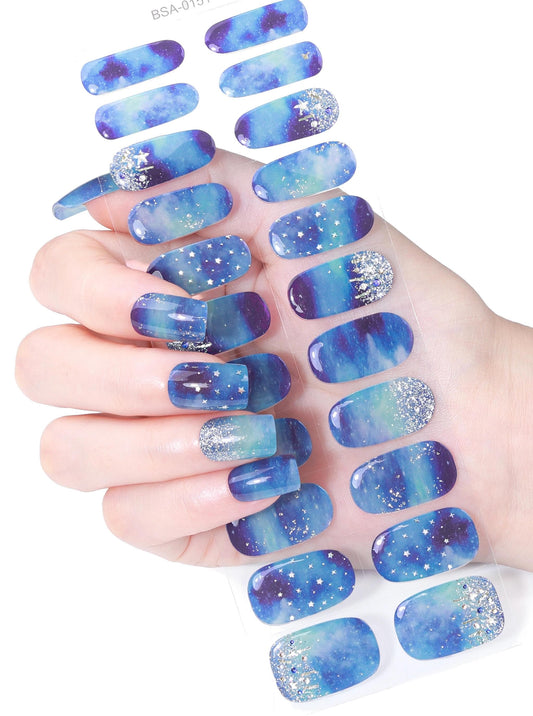 Starlit Skies Gel Nail Polish Strips: Easy Application, No UV Light