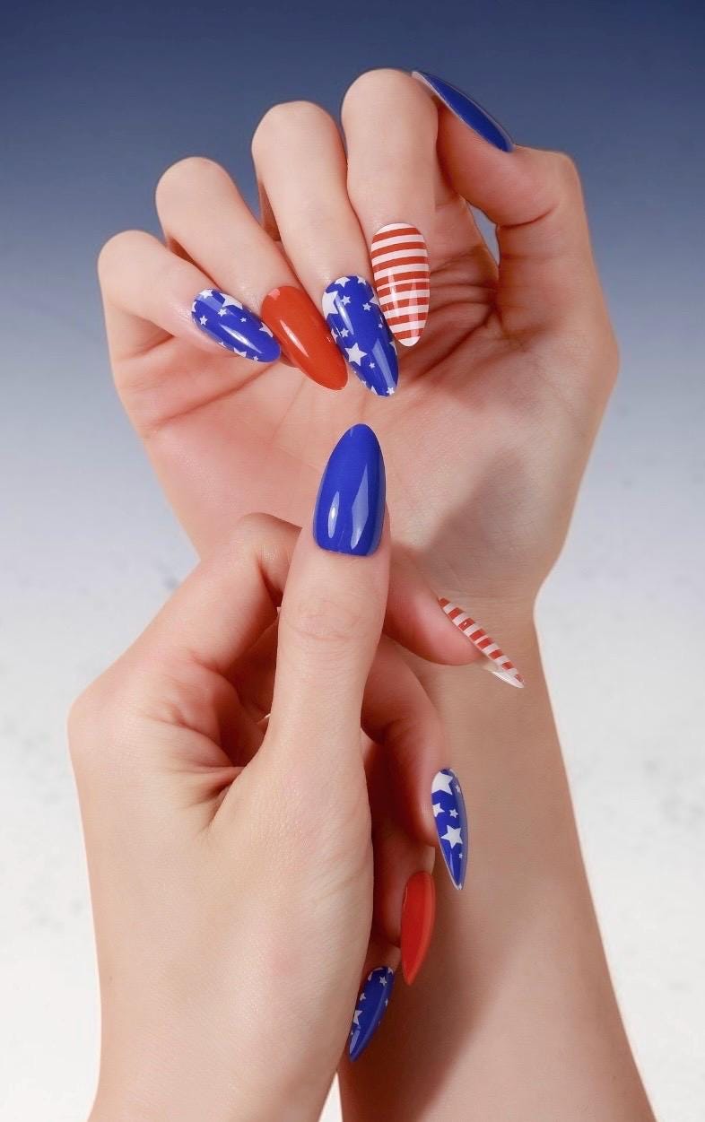 Patriotic Stars and Stripes Gel Nail Polish Strips: No UV Light Needed