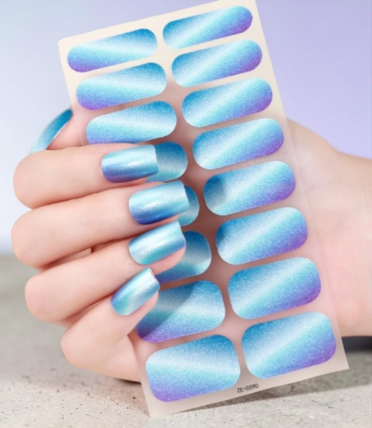 Frosted Turquoise Shimmer -  Nail Polish Strips: Non-Toxic Nail Art
