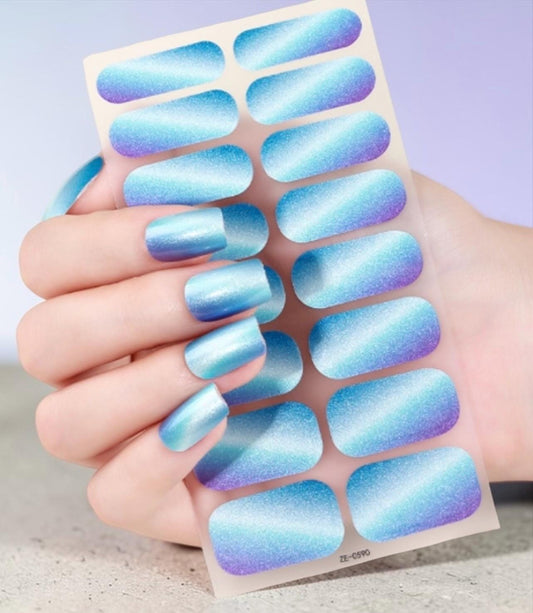Frosted Turquoise Shimmer -  Nail Polish Strips: Non-Toxic Nail Art