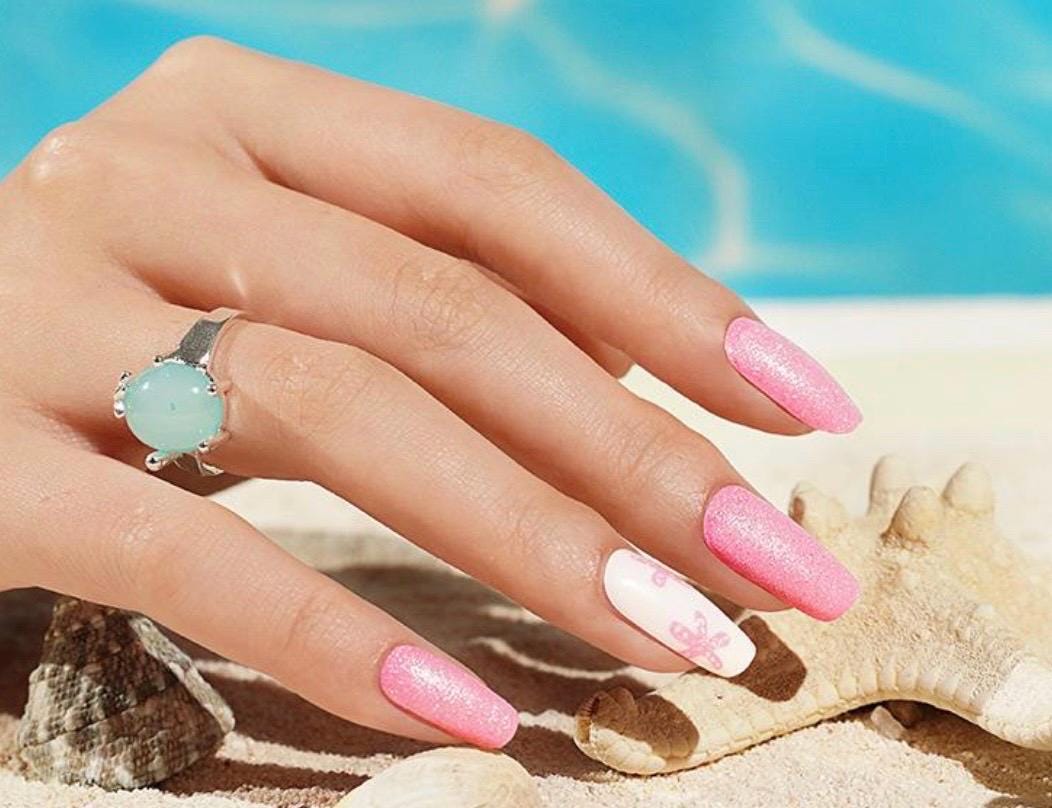 Pink Starfish Sparkle- Non-toxic Nail Polish Strips