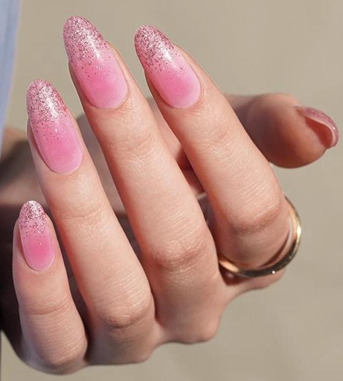Pink Ombre Sparkle WIDE Nail Polish Strips - Non-Toxic, Wider Nails