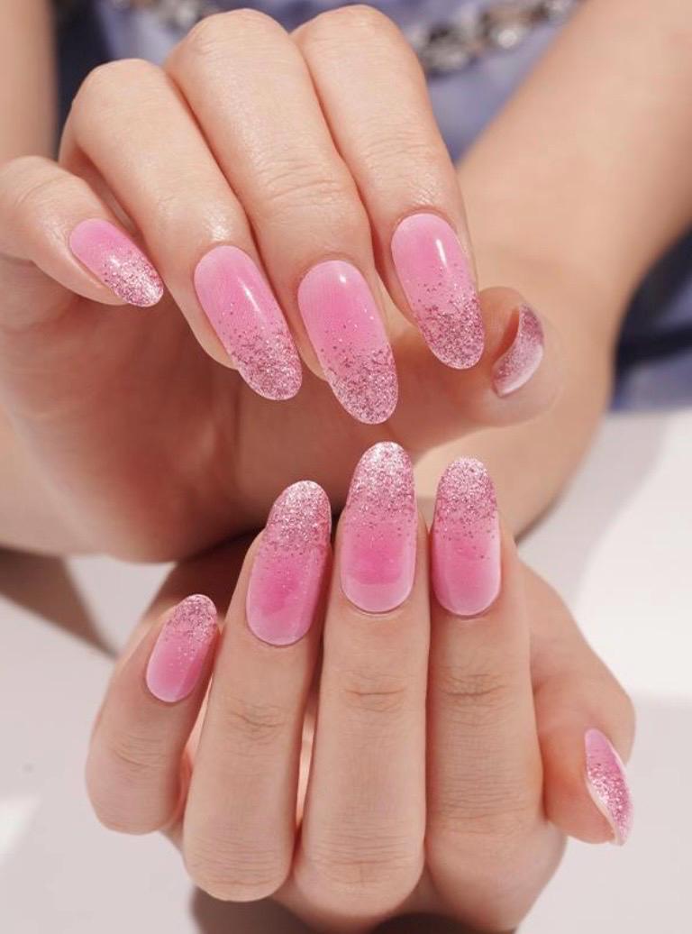 Pink Ombre Sparkle WIDE Nail Polish Strips - Non-Toxic, Wider Nails