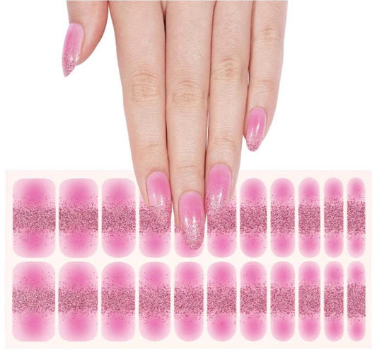 Pink Ombre Sparkle WIDE Nail Polish Strips - Non-Toxic, Wider Nails