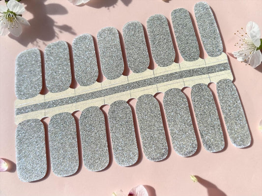 Gun Metal Gray Glitter Nail Polish Strips, Non-Toxic
