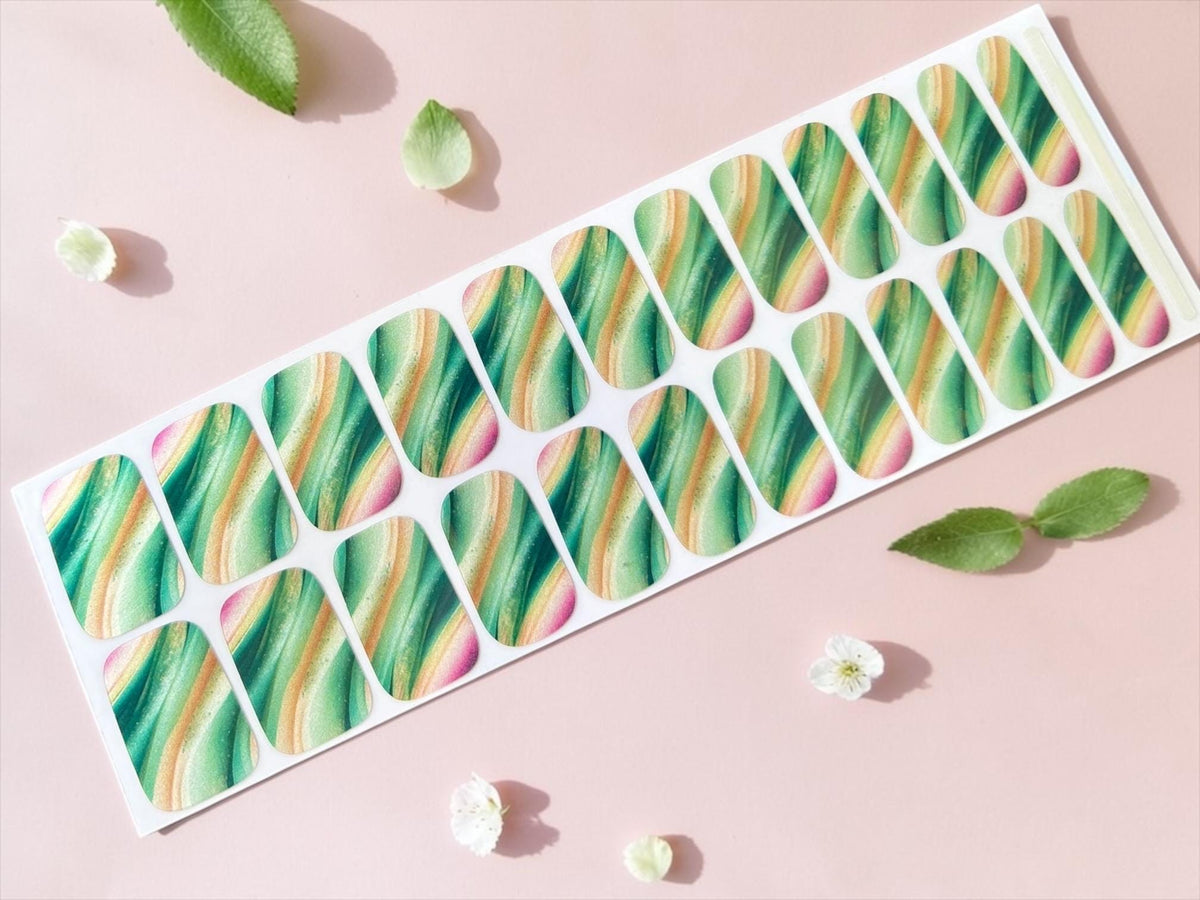 Sea Glass Glow - Nail Stickers:  Wider Nail Sizes, Easy to Apply, Non-Toxic