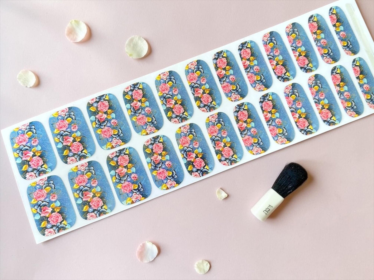 Cottage Bloom Nail Polish Strips:  Wider Nail Sizes, Easy to Apply - Non-Toxic Nail Art Strips