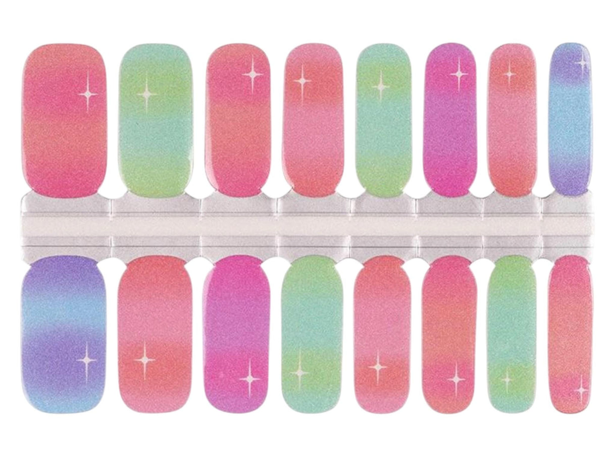 Pastel Rainbow Shimmer Nail Wraps: Non-Toxic Nail Polish Stickers