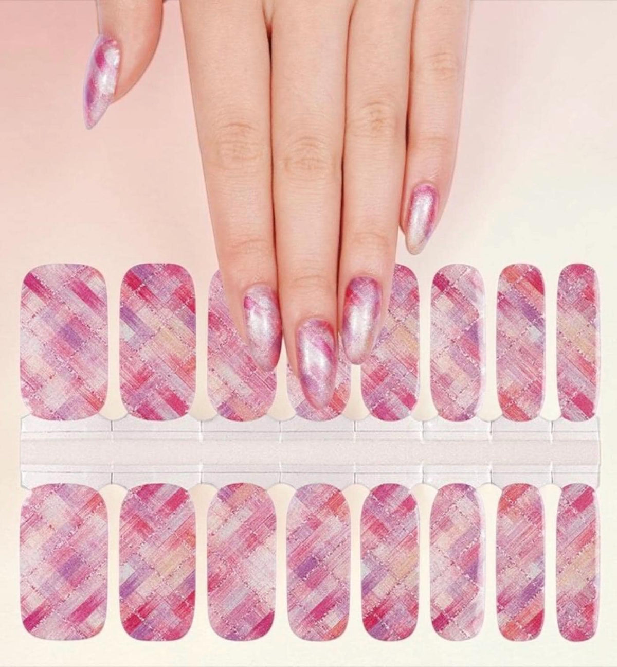 Pink Sugar Plaid - Non- toxic Nail Polish Strips